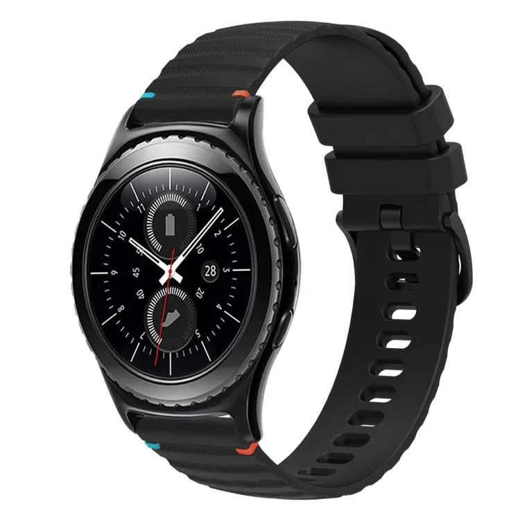 Dây đồng hồ silicone 20mm chấm sóng khâu, cho Samsung Galaxy Watch 42mm, cho Samsung Gear S2 Classic
