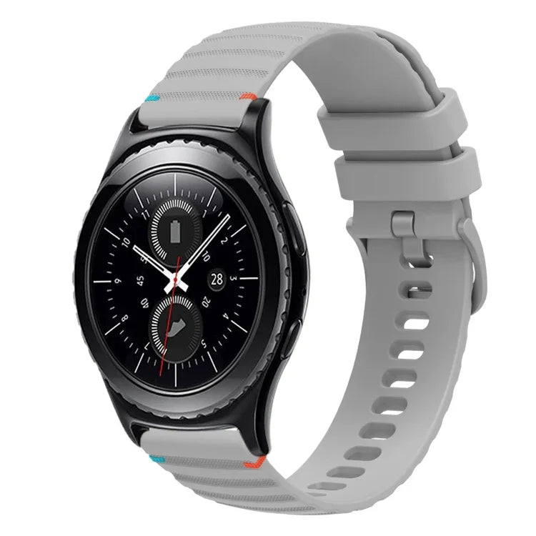 Dây đồng hồ silicone 20mm chấm sóng khâu, cho Samsung Galaxy Watch 42mm, cho Samsung Gear S2 Classic