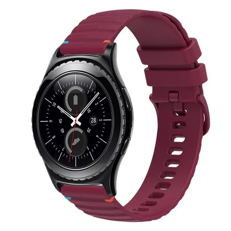 Dây đồng hồ silicone 20mm chấm sóng khâu, cho Samsung Galaxy Watch 42mm, cho Samsung Gear S2 Classic