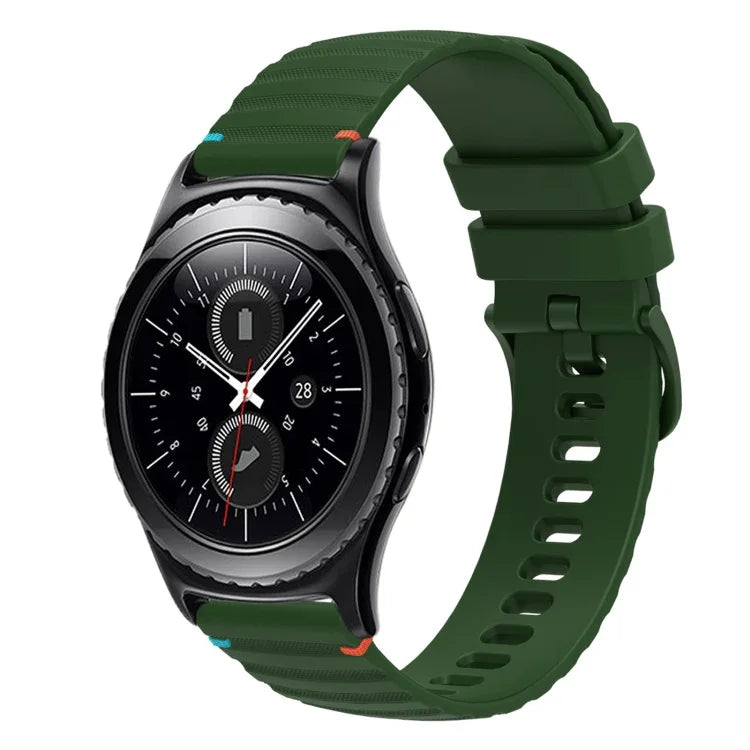 Dây đồng hồ silicone 20mm chấm sóng khâu, cho Samsung Galaxy Watch 42mm, cho Samsung Gear S2 Classic