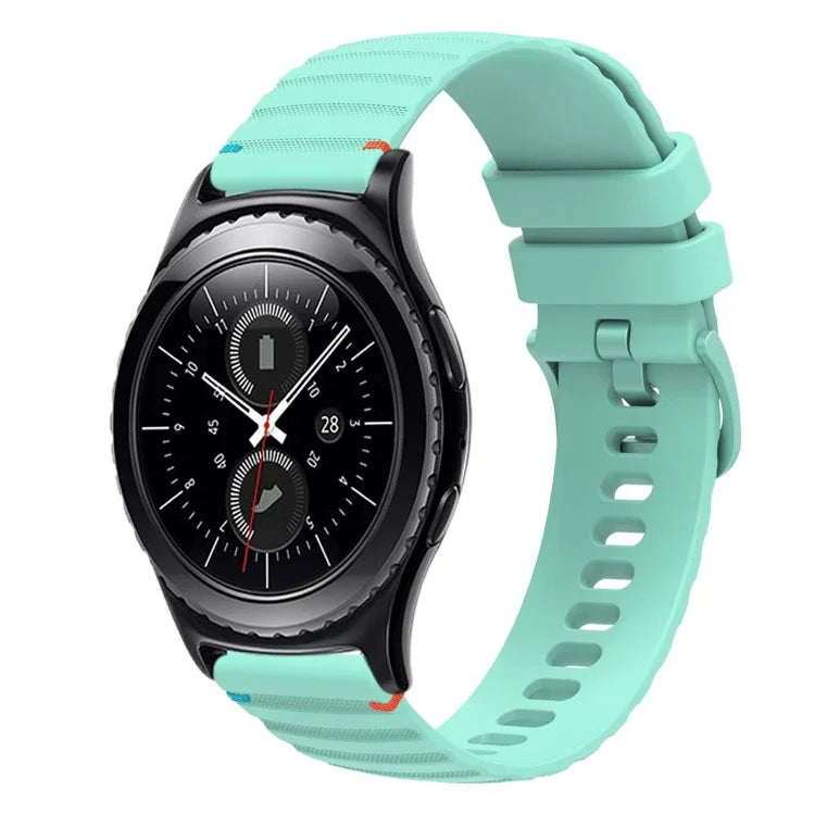 Dây đồng hồ silicone 20mm chấm sóng khâu, cho Samsung Galaxy Watch 42mm, cho Samsung Gear S2 Classic