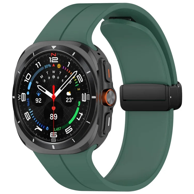 For Samsung Galaxy Watch Ultra 47mm Groove Style Folding Magnetic Buckle Silicone Watch Band