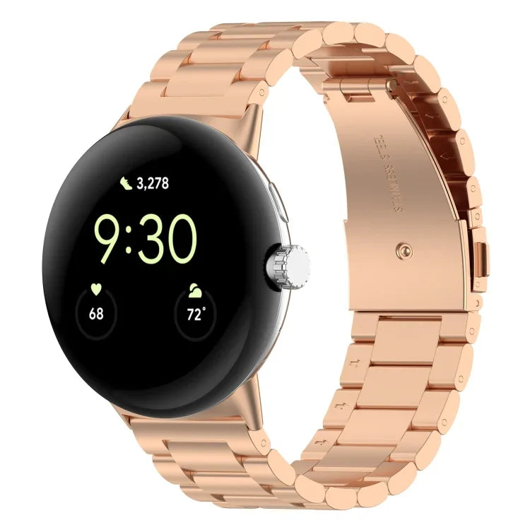 Dây đồng hồ kim loại thép không gỉ ba hạt, Dành cho Google Pixel Watch 4 / Watch 3 45mm, Dành cho Google Pixel Watch 4 / 3 / 2 / 1 41mm