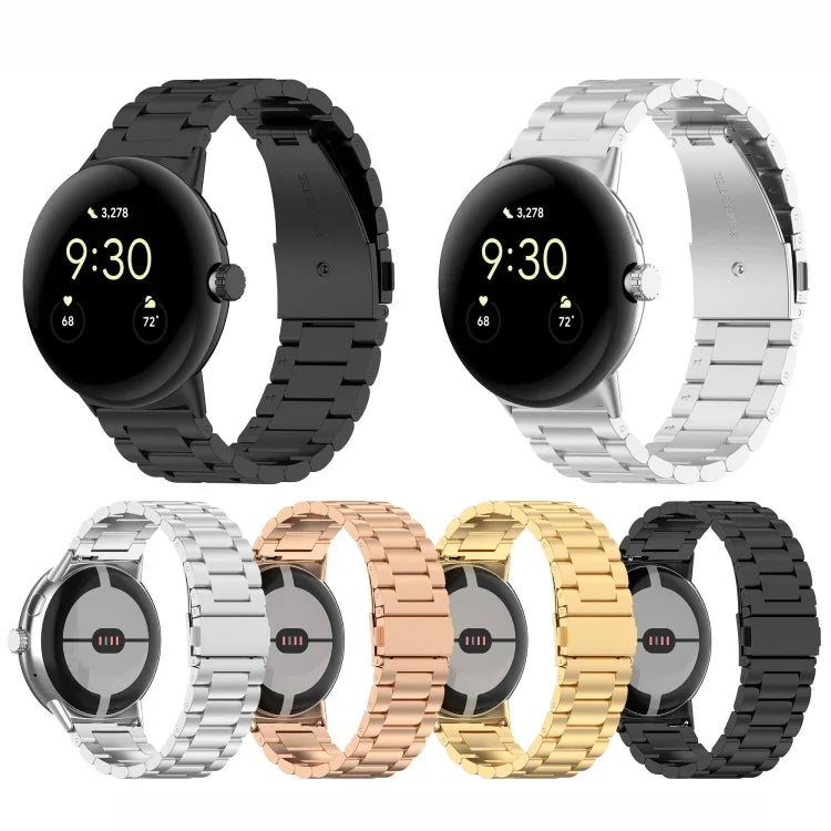 Dây đồng hồ kim loại thép không gỉ ba hạt, Dành cho Google Pixel Watch 4 / Watch 3 45mm, Dành cho Google Pixel Watch 4 / 3 / 2 / 1 41mm