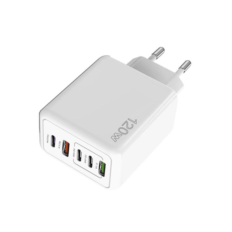 Sạc đa cổng 120W 3 PD Type-C và USB đôi cho điện thoại di động, phích cắm EU, phích cắm EU