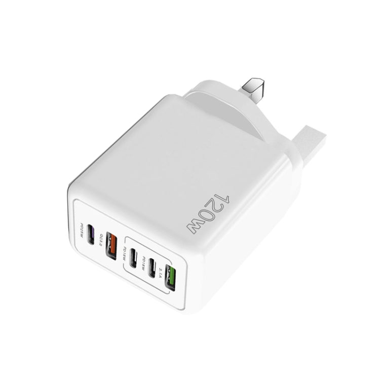 Sạc đa cổng 120W 3 PD Type-C và USB đôi cho điện thoại di động, phích cắm UK, phích cắm UK