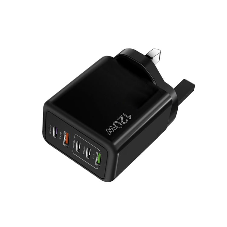 Sạc đa cổng 120W 3 PD Type-C và USB đôi cho điện thoại di động, phích cắm UK, phích cắm UK