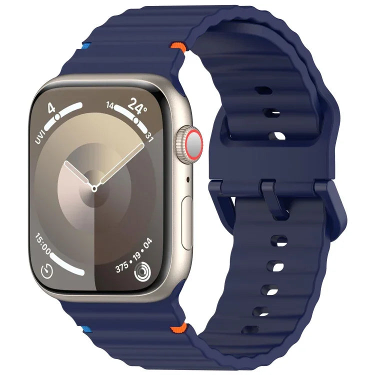 Dây đồng hồ silicone may họa tiết sóng, Dành cho Apple Watch SE 2023 44mm, Dành cho Apple Watch SE 2023 40mm, Dành cho Apple Watch Ultra 2 49mm, Dành cho Apple Watch Series 9 45mm