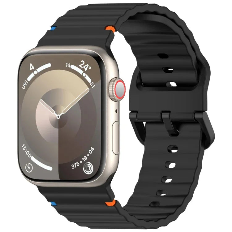 Dây đeo đồng hồ silicone may họa tiết sóng, dành cho Apple Watch SE 2022 40mm, dành cho Apple Watch SE 2022 44mm, dành cho Apple Watch Series 7 41mm, dành cho Apple Watch Series 7 45mm