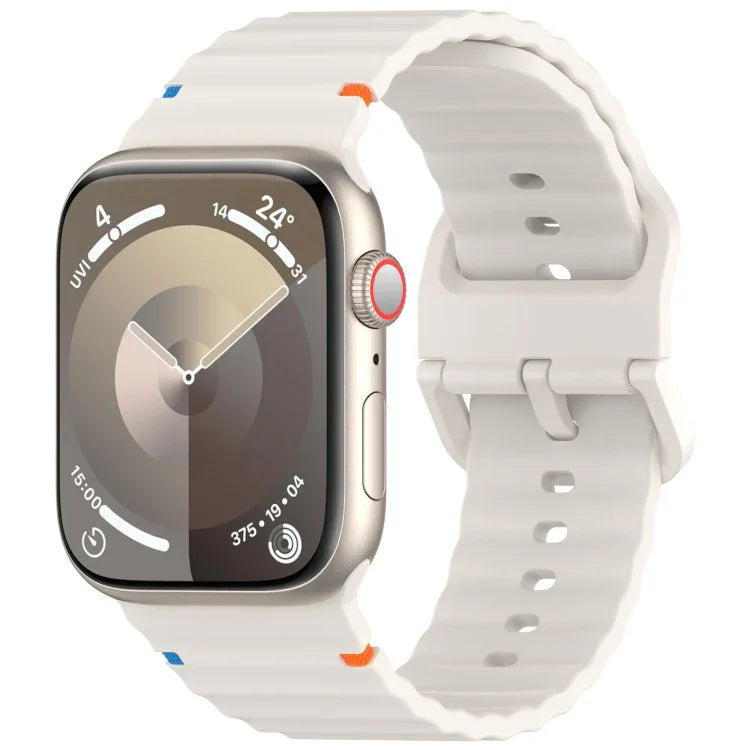 Dây đeo đồng hồ silicone may họa tiết sóng, dành cho Apple Watch SE 2022 40mm, dành cho Apple Watch SE 2022 44mm, dành cho Apple Watch Series 7 41mm, dành cho Apple Watch Series 7 45mm