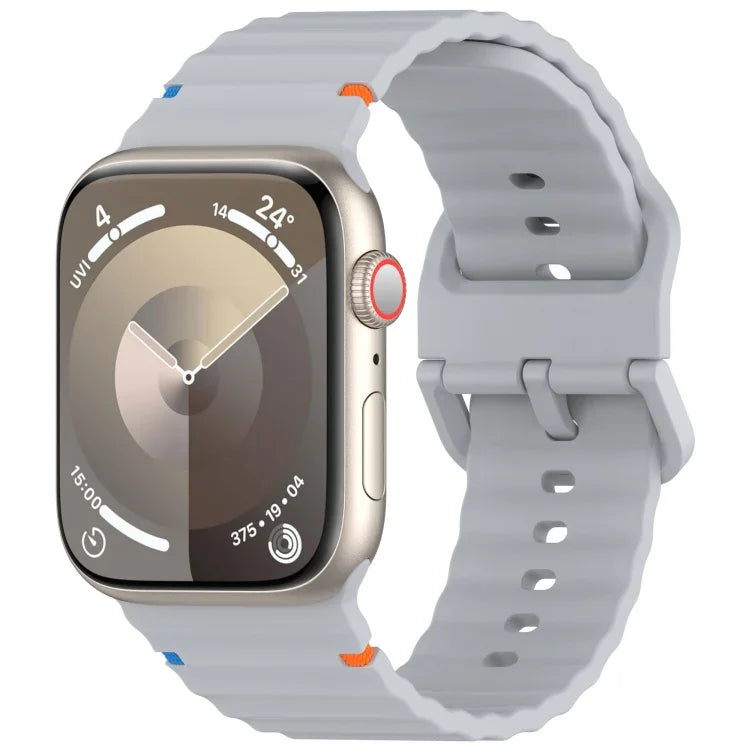 Dây đeo đồng hồ silicone may họa tiết sóng, dành cho Apple Watch Series 6 40mm, dành cho Apple Watch Series 6 44mm, dành cho Apple Watch Series 5 44mm, dành cho Apple Watch Series 5 40mm