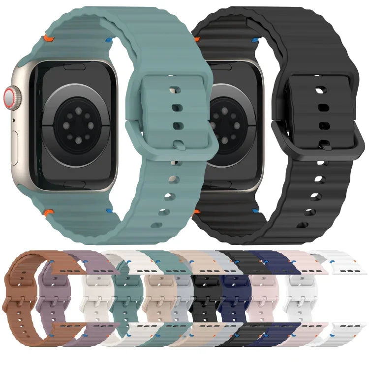Dây đeo đồng hồ silicone may họa tiết sóng, dành cho Apple Watch Series 9 41mm, dành cho Apple Watch Ultra 49mm, dành cho Apple Watch Series 8 41mm, dành cho Apple Watch Series 8 45mm