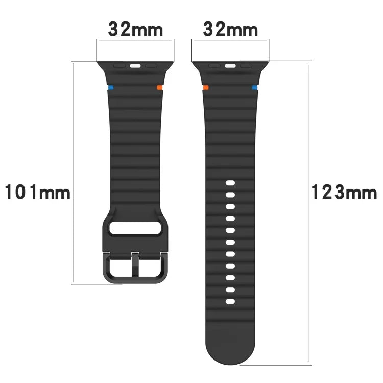 Dây đeo đồng hồ silicone may họa tiết sóng, dành cho Apple Watch Series 6 40mm, dành cho Apple Watch Series 6 44mm, dành cho Apple Watch Series 5 44mm, dành cho Apple Watch Series 5 40mm