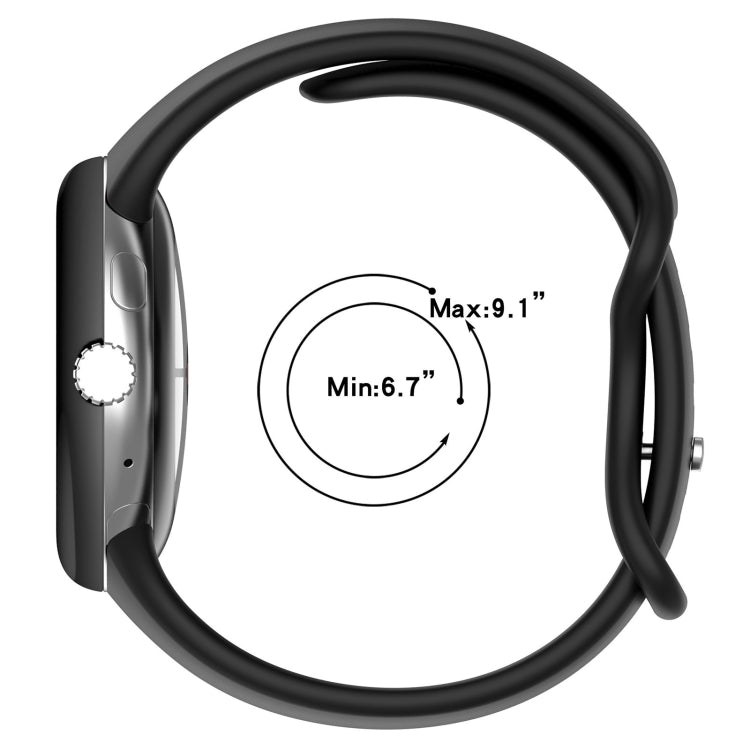 Dây đồng hồ silicone màu trơn khóa bướm, Kích thước: S, Dành cho Google Pixel Watch 4 / Watch 3 45mm