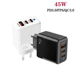 Sạc tương thích đầy đủ 45W PD3.0 / PPS Type-C + QC3.0 USB, phích cắm EU, PD3.0 / PPS Type-C + QC3.0 USB (phích cắm EU)