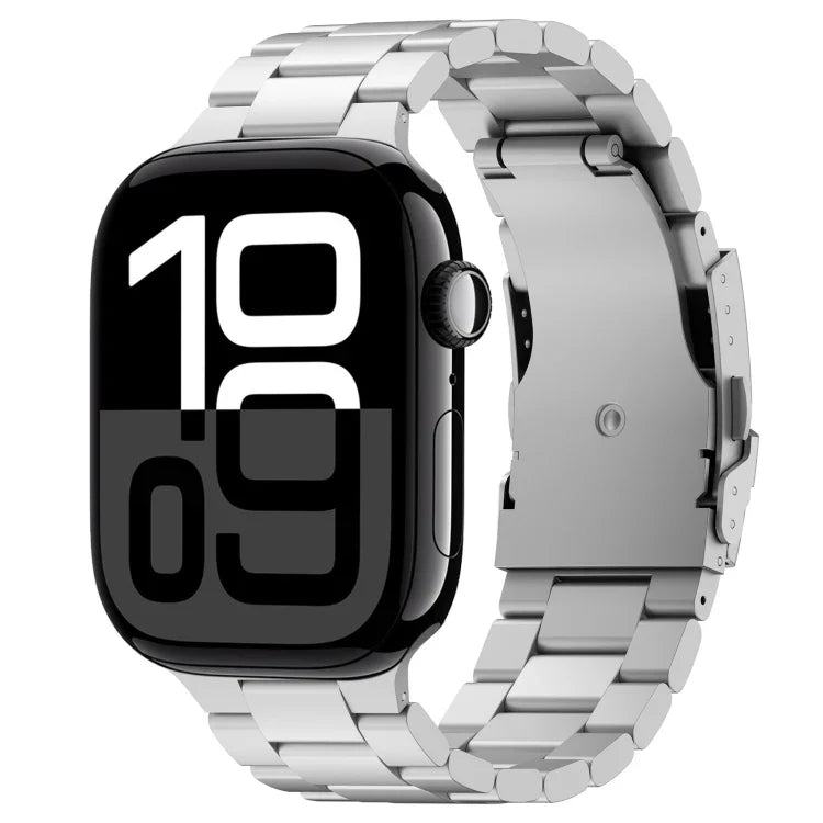 Three Beads Titanium Alloy Metal Watch Band, For Apple Watch Series 10 46mm, For Apple Watch Series 10 42mm, For Apple Watch SE 2023 44mm, For Apple Watch SE 2023 40mm, For Apple Watch Ultra 2 49mm, For Apple Watch Series 9 45mm                        ...