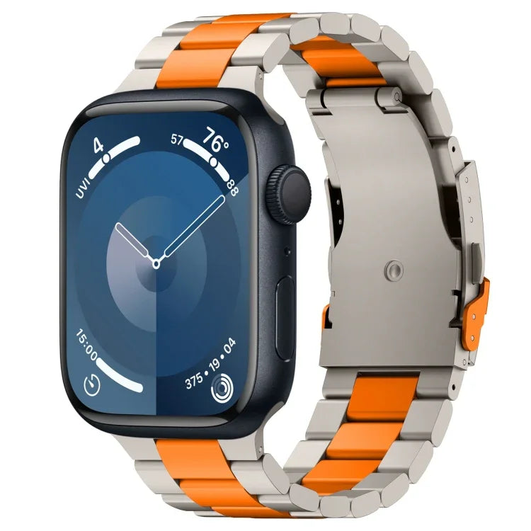 Three Beads Titanium Alloy Metal Watch Band, For Apple Watch Series 10 46mm, For Apple Watch Series 10 42mm, For Apple Watch SE 2023 44mm, For Apple Watch SE 2023 40mm, For Apple Watch Ultra 2 49mm, For Apple Watch Series 9 45mm                        ...