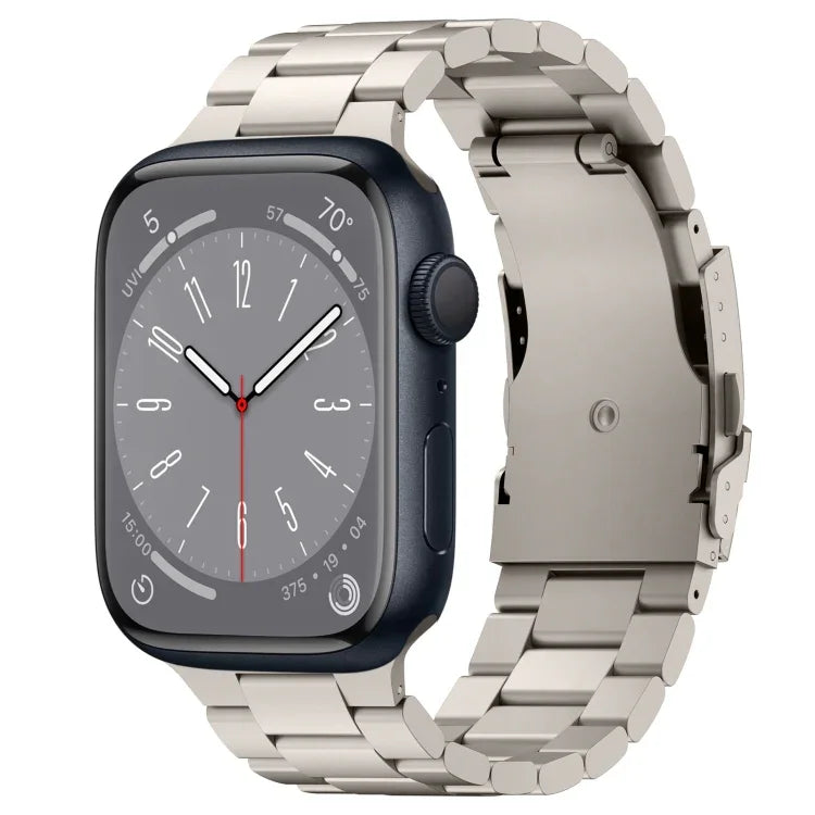 Three Beads Titanium Alloy Metal Watch Band, For Apple Watch Series 10 46mm, For Apple Watch Series 10 42mm, For Apple Watch SE 2023 44mm, For Apple Watch SE 2023 40mm, For Apple Watch Ultra 2 49mm, For Apple Watch Series 9 45mm                        ...