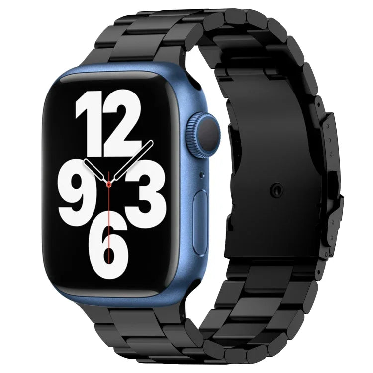 Three Beads Titanium Alloy Metal Watch Band, For Apple Watch Series 7 41mm, For Apple Watch Series 7 45mm, For Apple Watch Series 6 40mm, For Apple Watch Series 6 44mm, For Apple Watch Series 5 44mm, For Apple Watch Series 5 40mm                       ...