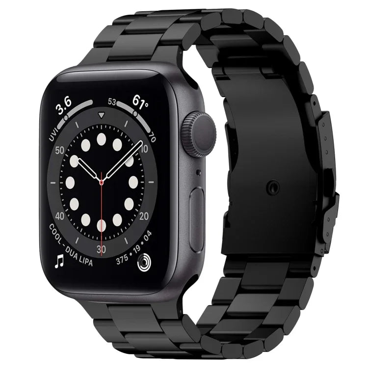 Three Beads Titanium Alloy Metal Watch Band, For Apple Watch Series 7 41mm, For Apple Watch Series 7 45mm, For Apple Watch Series 6 40mm, For Apple Watch Series 6 44mm, For Apple Watch Series 5 44mm, For Apple Watch Series 5 40mm                       ...