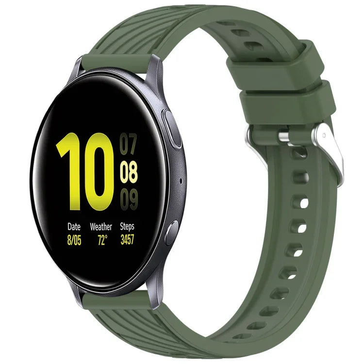 Dây đồng hồ silicone họa tiết sọc 20mm, Dành cho Samsung Galaxy Watch Active2 44mm, Dành cho Samsung Galaxy Watch Active2 40mm