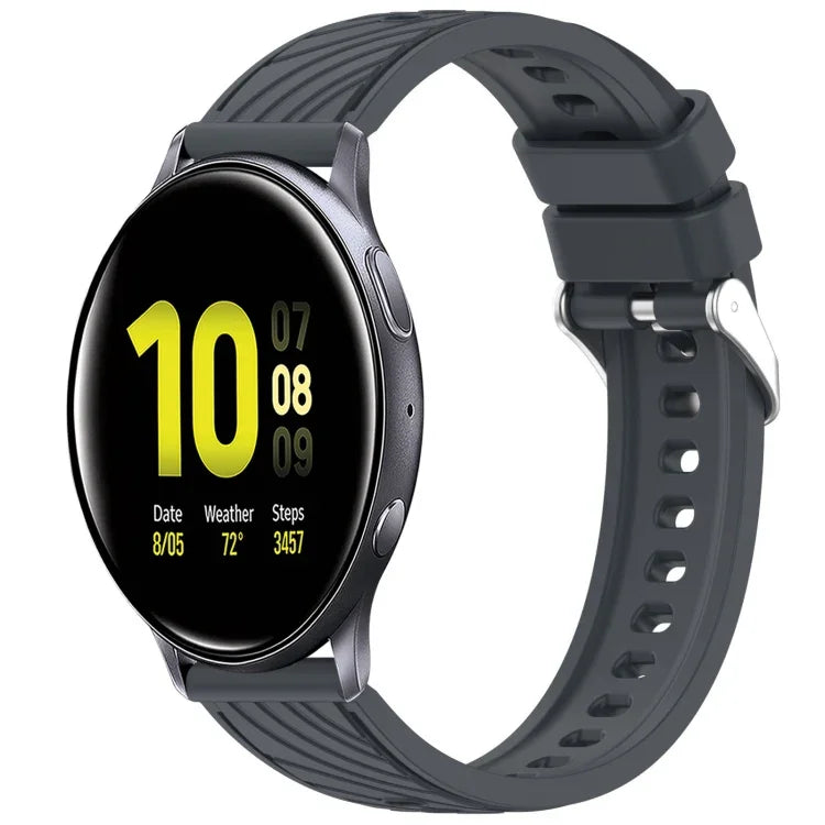 Dây đồng hồ silicone họa tiết sọc 20mm, Dành cho Samsung Galaxy Watch Active2 44mm, Dành cho Samsung Galaxy Watch Active2 40mm