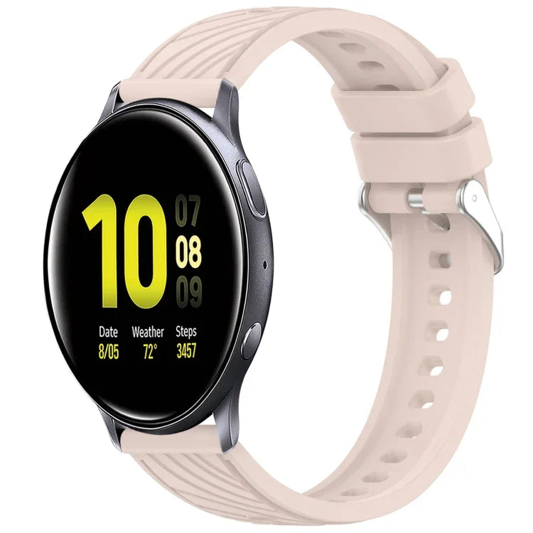 Dây đồng hồ silicone họa tiết sọc 20mm, Dành cho Samsung Galaxy Watch Active2 44mm, Dành cho Samsung Galaxy Watch Active2 40mm