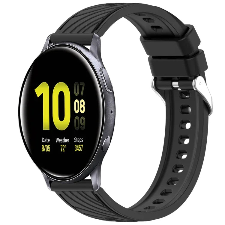 Dây đồng hồ silicone họa tiết sọc 20mm, Dành cho Samsung Galaxy Watch Active2 44mm, Dành cho Samsung Galaxy Watch Active2 40mm