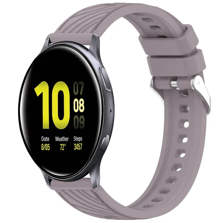 Dây đồng hồ silicone họa tiết sọc 20mm, Dành cho Samsung Galaxy Watch Active2 44mm, Dành cho Samsung Galaxy Watch Active2 40mm