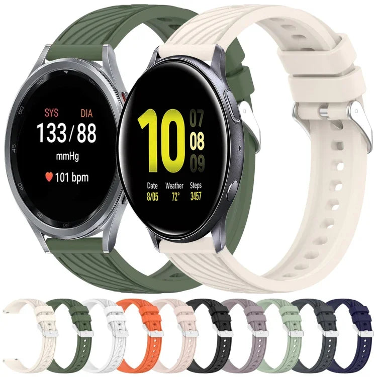 Dây đồng hồ silicone họa tiết sọc 20mm, Dành cho Samsung Galaxy Watch Active2 44mm, Dành cho Samsung Galaxy Watch Active2 40mm