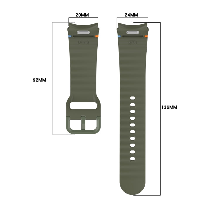 Wavy Grain Stitched Quick Release Silicone Watch Band, For Samsung Galaxy Watch 6 44mm, For Samsung Galaxy Watch 6 40mm, For Samsung Galaxy Watch 6 Classic 43mm, For Samsung Galaxy Watch 5 Pro Golf Edition