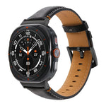 Dây đồng hồ da thật khóa đen khâu cho Samsung Galaxy Watch Ultra 47mm