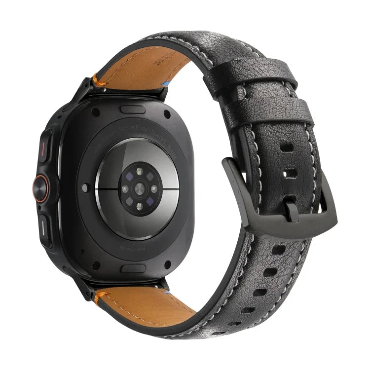 Dây đồng hồ da thật khóa đen khâu cho Samsung Galaxy Watch Ultra 47mm
