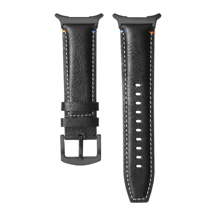 Dây đồng hồ da thật khóa đen khâu cho Samsung Galaxy Watch Ultra 47mm