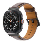 Dây đồng hồ da thật khóa đen khâu cho Samsung Galaxy Watch Ultra 47mm