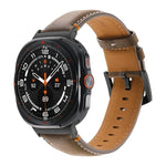 Dây đồng hồ da thật khóa đen khâu cho Samsung Galaxy Watch Ultra 47mm