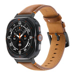 Dây đồng hồ da thật khóa đen khâu cho Samsung Galaxy Watch Ultra 47mm