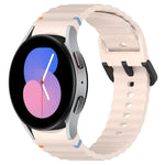 Dây đồng hồ silicone họa tiết sóng khâu khóa đen, Dành cho Samsung Galaxy Watch 5 40 / 44mm, Dành cho Samsung Galaxy Watch 5 Pro, Dành cho Samsung Galaxy Watch 4 40 / 44mm, Dành cho Samsung Galaxy Watch 4 Classic 42 / 46mm