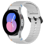 Dây đồng hồ silicone họa tiết sóng khâu khóa đen, Dành cho Samsung Galaxy Watch 5 40 / 44mm, Dành cho Samsung Galaxy Watch 5 Pro, Dành cho Samsung Galaxy Watch 4 40 / 44mm, Dành cho Samsung Galaxy Watch 4 Classic 42 / 46mm