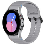 Dây đồng hồ silicone họa tiết sóng khâu khóa đen, Dành cho Samsung Galaxy Watch 5 40 / 44mm, Dành cho Samsung Galaxy Watch 5 Pro, Dành cho Samsung Galaxy Watch 4 40 / 44mm, Dành cho Samsung Galaxy Watch 4 Classic 42 / 46mm