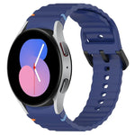 Dây đồng hồ silicone họa tiết sóng khâu khóa đen, Dành cho Samsung Galaxy Watch 5 40 / 44mm, Dành cho Samsung Galaxy Watch 5 Pro, Dành cho Samsung Galaxy Watch 4 40 / 44mm, Dành cho Samsung Galaxy Watch 4 Classic 42 / 46mm
