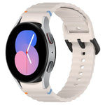 Dây đồng hồ silicone họa tiết sóng khâu khóa đen, Dành cho Samsung Galaxy Watch 5 40 / 44mm, Dành cho Samsung Galaxy Watch 5 Pro, Dành cho Samsung Galaxy Watch 4 40 / 44mm, Dành cho Samsung Galaxy Watch 4 Classic 42 / 46mm
