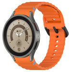 Dây đồng hồ silicone họa tiết sóng khâu khóa đen, Dành cho Samsung Galaxy Watch 5 40 / 44mm, Dành cho Samsung Galaxy Watch 5 Pro, Dành cho Samsung Galaxy Watch 4 40 / 44mm, Dành cho Samsung Galaxy Watch 4 Classic 42 / 46mm