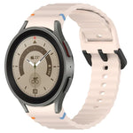 Dây đồng hồ silicone họa tiết sóng khâu khóa đen, Dành cho Samsung Galaxy Watch 5 40 / 44mm, Dành cho Samsung Galaxy Watch 5 Pro, Dành cho Samsung Galaxy Watch 4 40 / 44mm, Dành cho Samsung Galaxy Watch 4 Classic 42 / 46mm