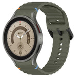 Dây đồng hồ silicone họa tiết sóng khâu khóa đen, Dành cho Samsung Galaxy Watch 5 40 / 44mm, Dành cho Samsung Galaxy Watch 5 Pro, Dành cho Samsung Galaxy Watch 4 40 / 44mm, Dành cho Samsung Galaxy Watch 4 Classic 42 / 46mm