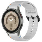 Dây đồng hồ silicone họa tiết sóng khâu khóa đen, Dành cho Samsung Galaxy Watch 5 40 / 44mm, Dành cho Samsung Galaxy Watch 5 Pro, Dành cho Samsung Galaxy Watch 4 40 / 44mm, Dành cho Samsung Galaxy Watch 4 Classic 42 / 46mm