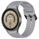 Dây đồng hồ silicone họa tiết sóng khâu khóa đen, Dành cho Samsung Galaxy Watch 5 40 / 44mm, Dành cho Samsung Galaxy Watch 5 Pro, Dành cho Samsung Galaxy Watch 4 40 / 44mm, Dành cho Samsung Galaxy Watch 4 Classic 42 / 46mm