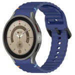 Dây đồng hồ silicone họa tiết sóng khâu khóa đen, Dành cho Samsung Galaxy Watch 5 40 / 44mm, Dành cho Samsung Galaxy Watch 5 Pro, Dành cho Samsung Galaxy Watch 4 40 / 44mm, Dành cho Samsung Galaxy Watch 4 Classic 42 / 46mm