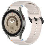 Dây đồng hồ silicone họa tiết sóng khâu khóa đen, Dành cho Samsung Galaxy Watch 5 40 / 44mm, Dành cho Samsung Galaxy Watch 5 Pro, Dành cho Samsung Galaxy Watch 4 40 / 44mm, Dành cho Samsung Galaxy Watch 4 Classic 42 / 46mm