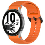 Dây đồng hồ silicone họa tiết sóng khâu khóa đen, Dành cho Samsung Galaxy Watch 5 40 / 44mm, Dành cho Samsung Galaxy Watch 5 Pro, Dành cho Samsung Galaxy Watch 4 40 / 44mm, Dành cho Samsung Galaxy Watch 4 Classic 42 / 46mm